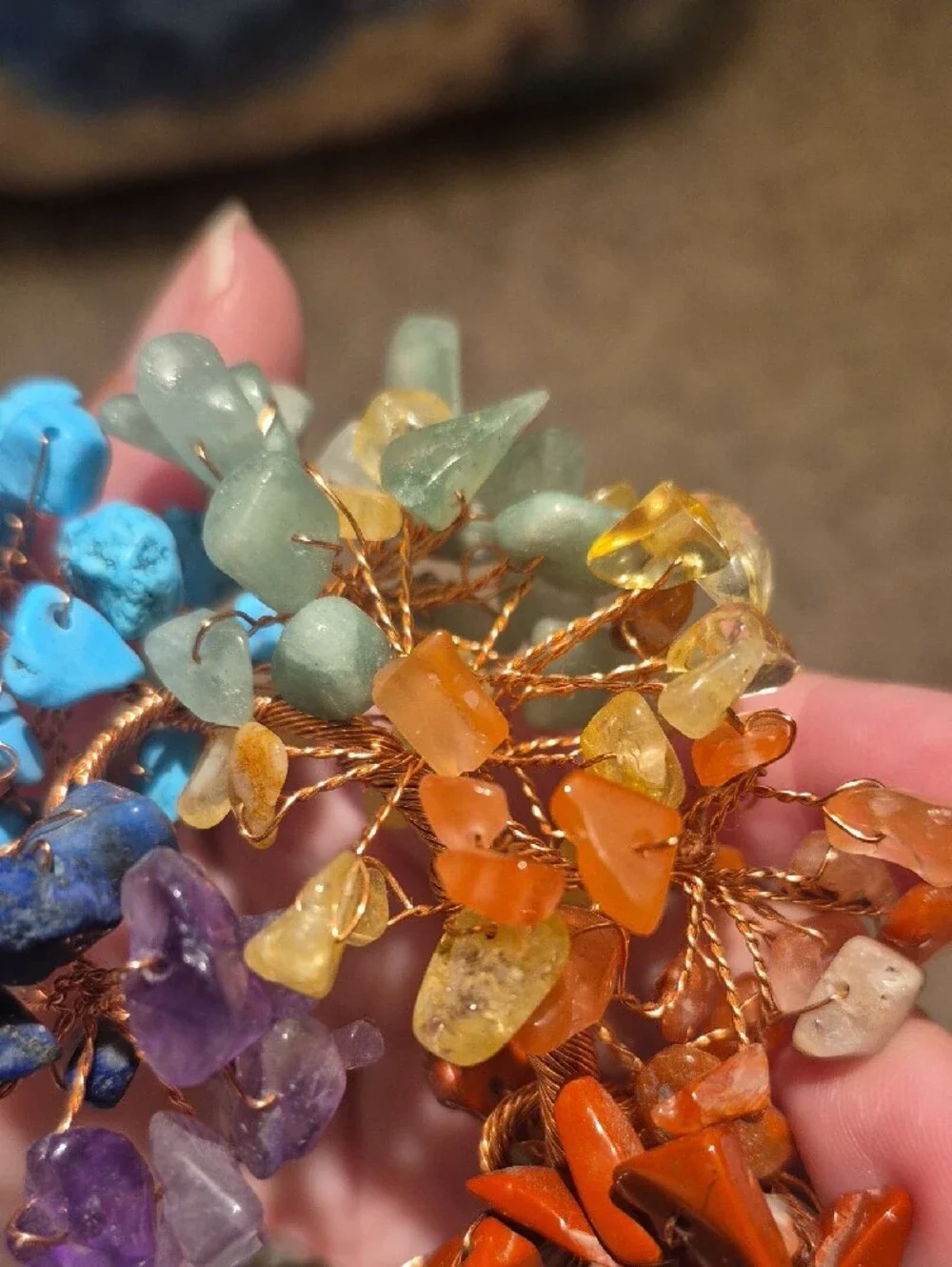 Handmade Rainbow Chakra Tree Amethyst Lapis Lazuli Citrine Jasper Aventurine